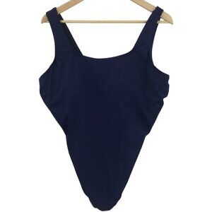 Lands End Classic One Piece Navy Blue Mastectomy Swimsuit Size 22W Mast Tank
